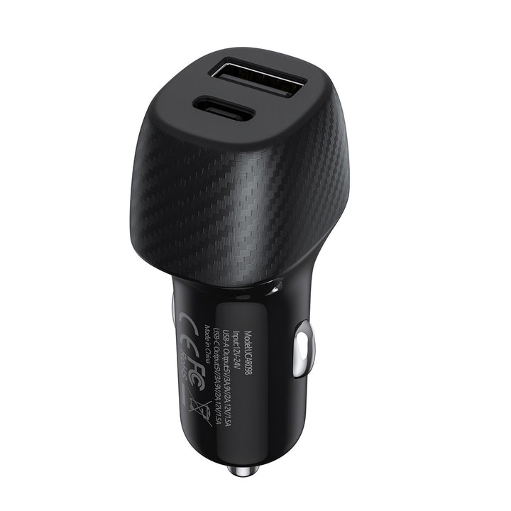 UNIQ Accessory 2.4A en 36 Watt dual poort snelle autolader - met USB Type-C kabel-Oplader-Ilumina Benelux