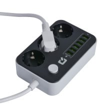 UNIQ Accessory 3.4 Anti-static socket box met 3 stopcontacten en 6 USB ingangen - Zwart-Stekkerdoos-Ilumina Benelux