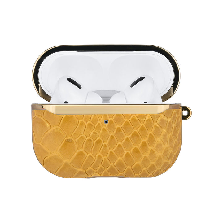 UNIQ Accessory AirPods Pro & Pro 2 Case - Snake Leather Geel-Koptelefoon case-Ilumina Benelux