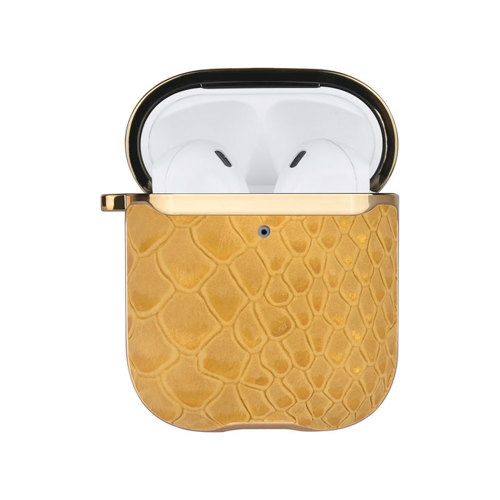 UNIQ Accessory Airpods - Airpods 2 Case - Snake Leather Geel-Koptelefoon case-Ilumina Benelux