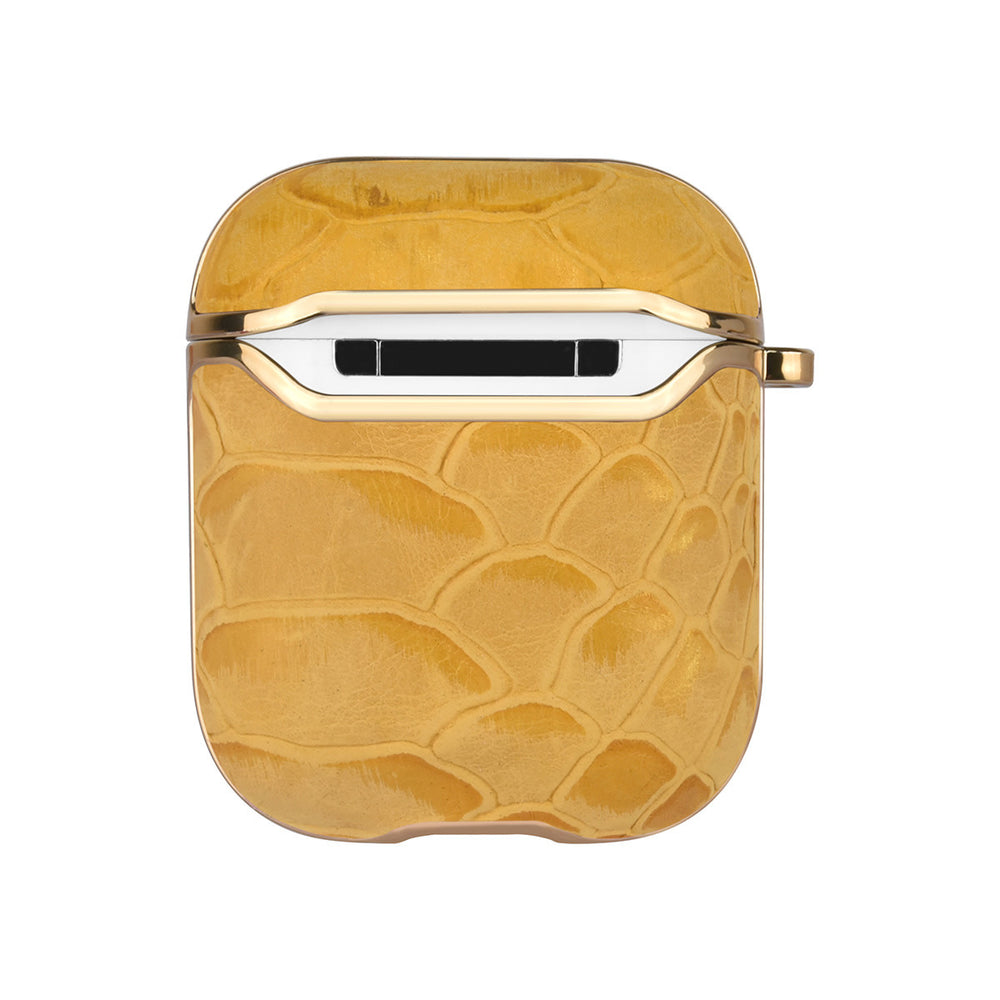 UNIQ Accessory Airpods - Airpods 2 Case - Snake Leather Geel-Koptelefoon case-Ilumina Benelux