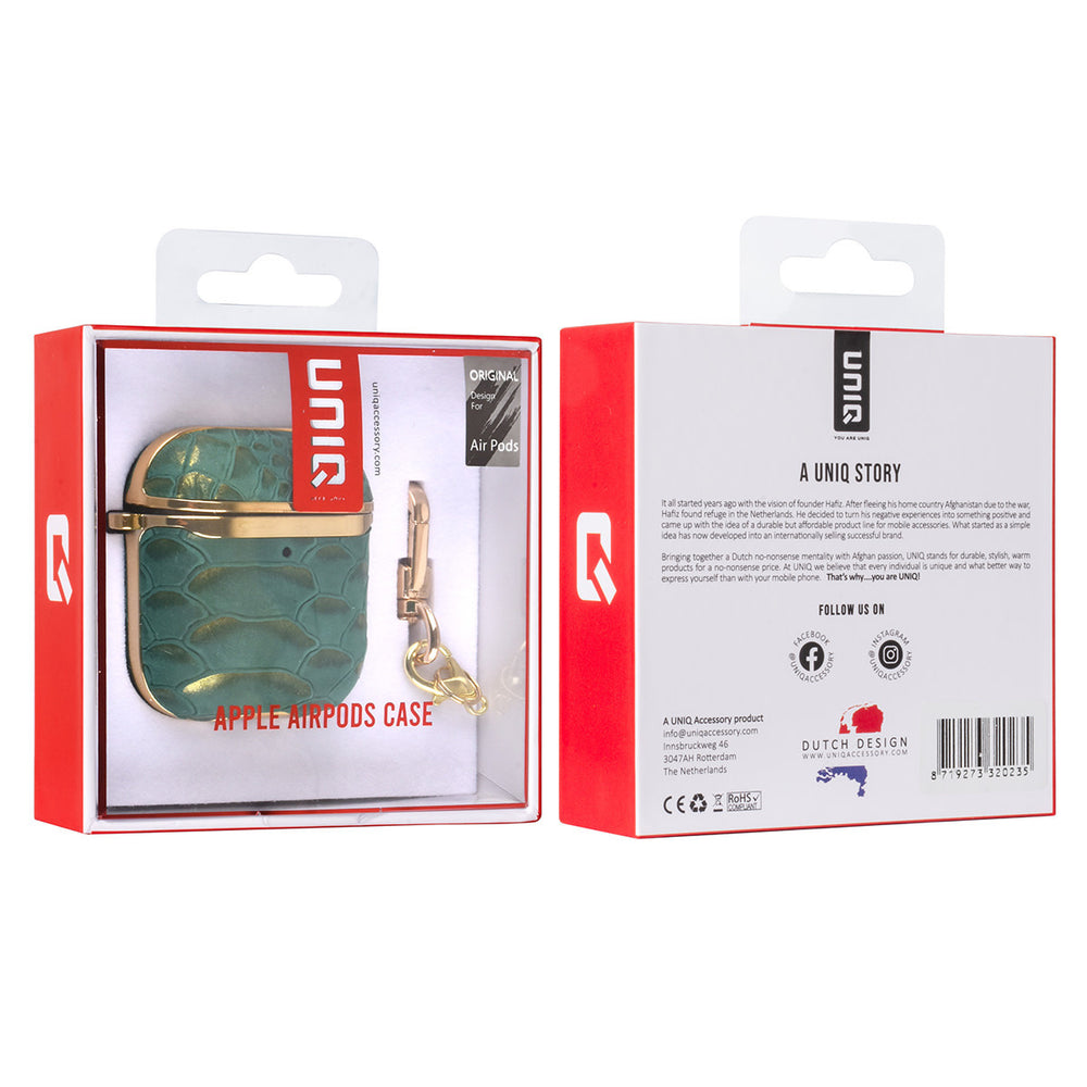 UNIQ Accessory Airpods - Airpods 2 Case - Snake Leather Groen-Koptelefoon case-Ilumina Benelux