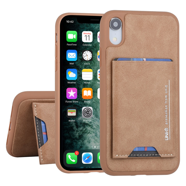 UNIQ Accessory Apple iPhone XR Bruin Backcover hoesje Pasjeshouder-Hoesjes-Ilumina Benelux