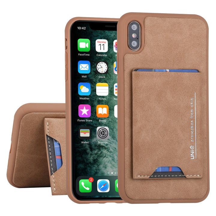 UNIQ Accessory Apple iPhone Xs Max Bruin Backcover hoesje Pasjeshouder-Hoesjes-Ilumina Benelux