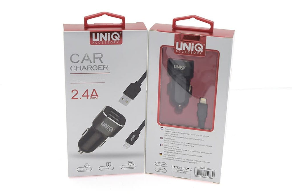 UNIQ Accessory Autolader Lightning USB 2.4A - Zwart-Oplader-Ilumina Benelux