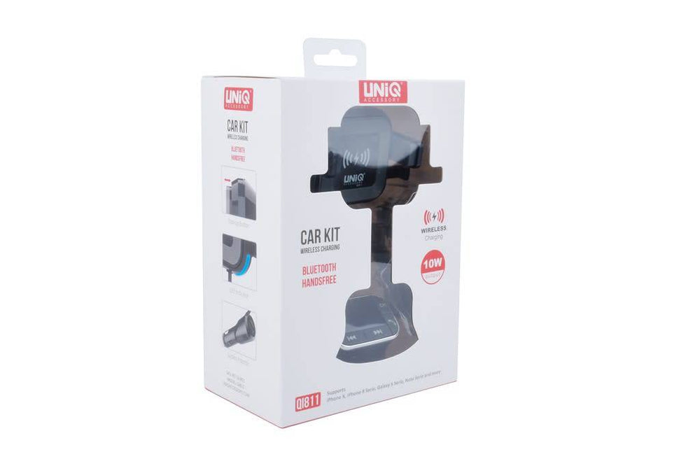UNIQ Accessory Bluetooth FM Transmitter, Autohouder + Draadloze Oplader - Zwart-FM transmitters-Ilumina Benelux