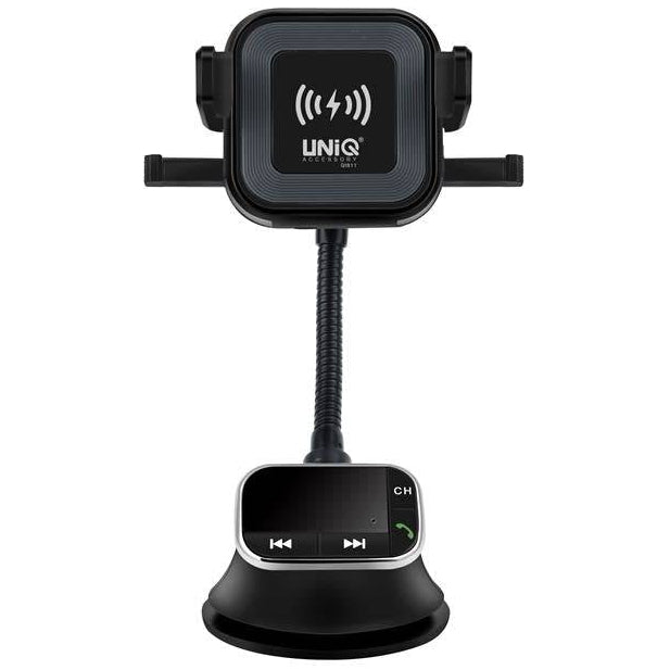 UNIQ Accessory Bluetooth FM Transmitter, Autohouder + Draadloze Oplader - Zwart-FM transmitters-Ilumina Benelux