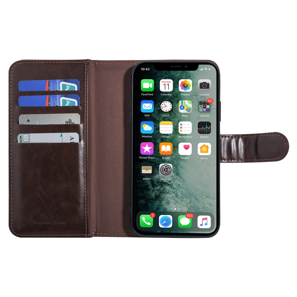 UNIQ Accessory Bruin hoesje iPhone Xs Max - Book Case - Zachte-Hoesjes-Ilumina Benelux