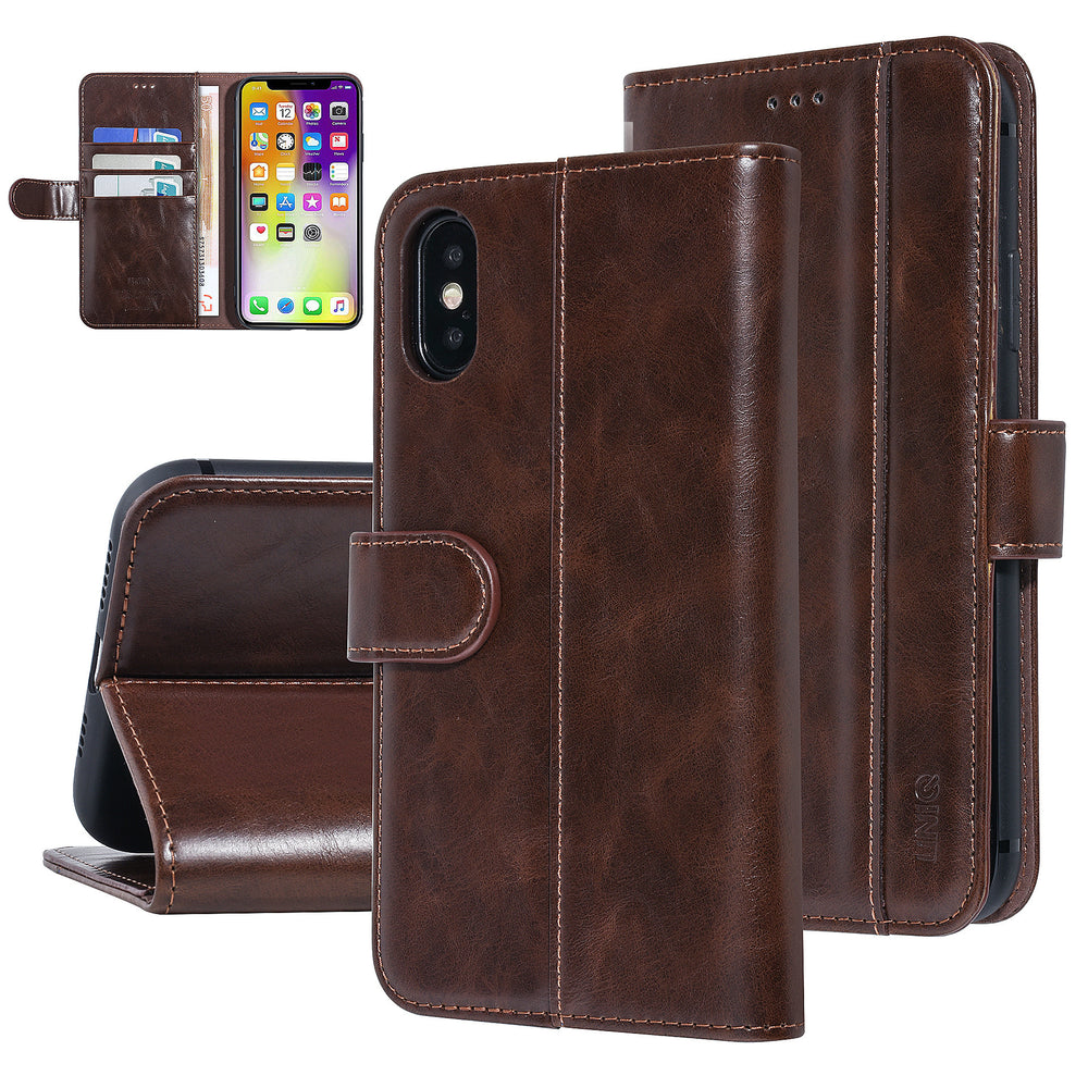 UNIQ Accessory Bruin hoesje iPhone Xs Max - Book Case - Zachte huid-Hoesjes-Ilumina Benelux