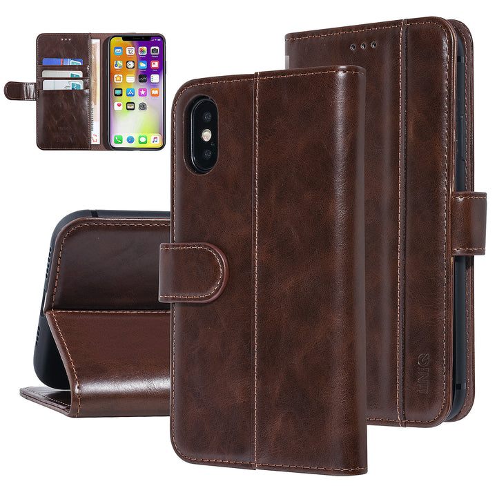 UNIQ Accessory Bruin hoesje iPhone Xs Max - Book Case - Zachte huid-Hoesjes-Ilumina Benelux