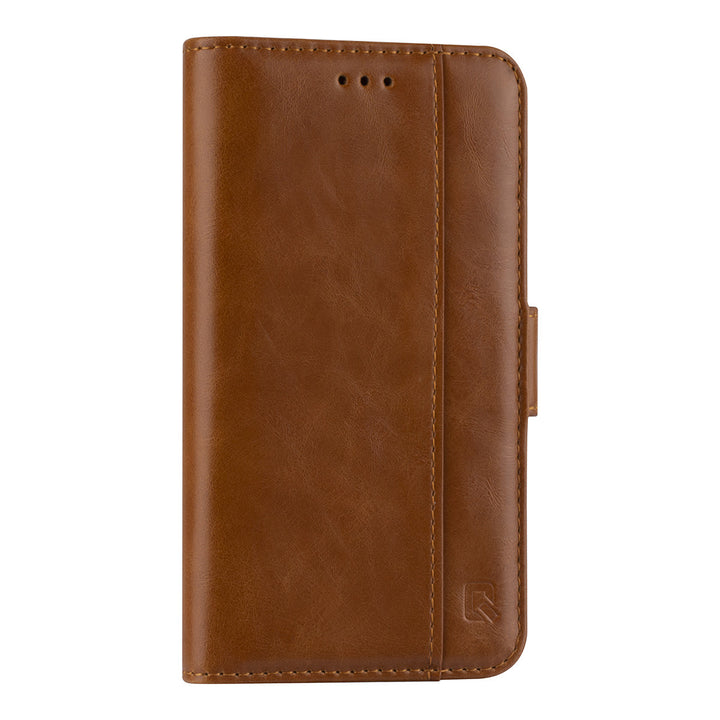 UNIQ Accessory Bruin hoesje voor iPhone 13 Mini - Book Case - Pasjeshouder voor 3 pasjes - Magneetsluiting-Hoesjes-Ilumina Benelux