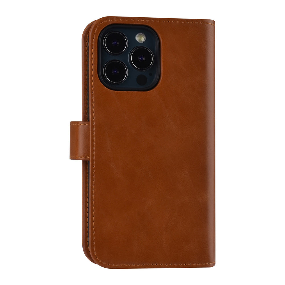 UNIQ Accessory Bruin hoesje voor iPhone 13 Pro - Book Case - Pasjeshouder voor 9 pasjes - Magneetsluiting-Hoesjes-Ilumina Benelux