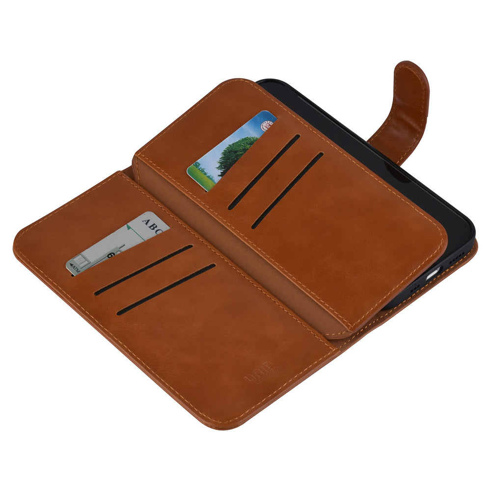 UNIQ Accessory Bruin hoesje voor iPhone 13 Pro - Book Case - Pasjeshouder voor 9 pasjes - Magneetsluiting-Hoesjes-Ilumina Benelux