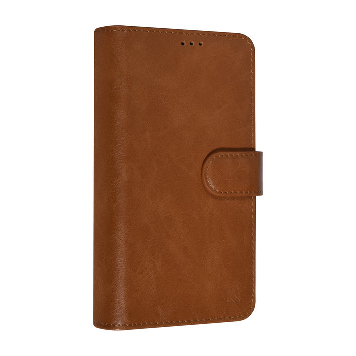UNIQ Accessory Bruin iPhone 14 & 13 Booktype Pasjeshouder voor 9 pasjes - Magneetsluiting-Hoesjes-Ilumina Benelux
