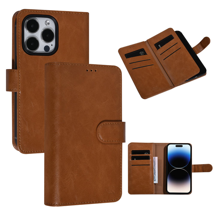 UNIQ Accessory Bruin iPhone 14 Pro Booktype Pasjeshouder voor 9 pasjes - Magneetsluiting-Hoesjes-Ilumina Benelux