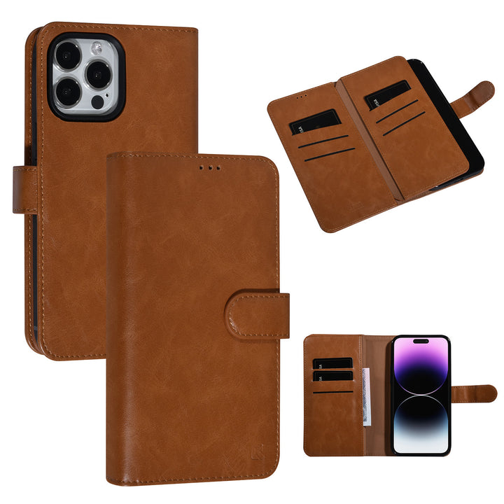 UNIQ Accessory Bruin iPhone 14 Pro Max Booktype Pasjeshouder voor 9 pasjes - Magneetsluiting-Hoesjes-Ilumina Benelux