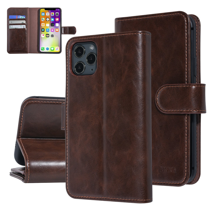 UNIQ Accessory Donker Bruin hoesje iPhone 11 Pro - Book Case - Zachte huid-Hoesjes-Ilumina Benelux