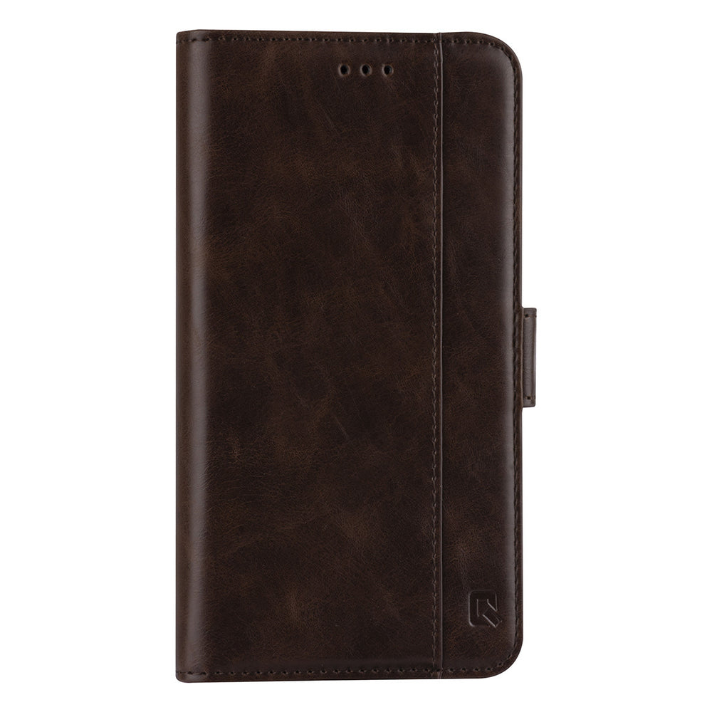 UNIQ Accessory Donker Bruin hoesje voor iPhone 13 & 14 - Book Case - Pasjeshouder voor 3 pasjes - Magneetsluiting-Hoesjes-Ilumina Benelux