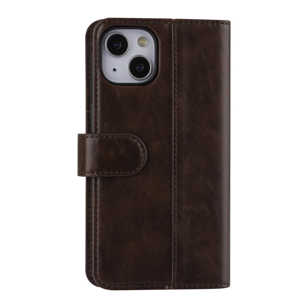 UNIQ Accessory Donker Bruin hoesje voor iPhone 13 & 14 - Book Case - Pasjeshouder voor 3 pasjes - Magneetsluiting-Hoesjes-Ilumina Benelux