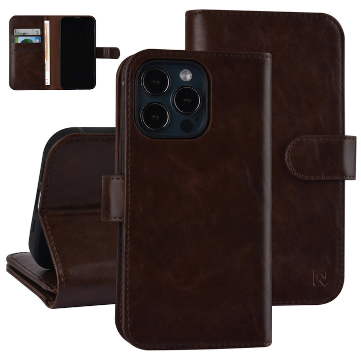 UNIQ Accessory Donker Bruin hoesje voor iPhone 13 Pro - Book Case - Pasjeshouder voor 9 pasjes - Magneetsluiting-Hoesjes-Ilumina Benelux