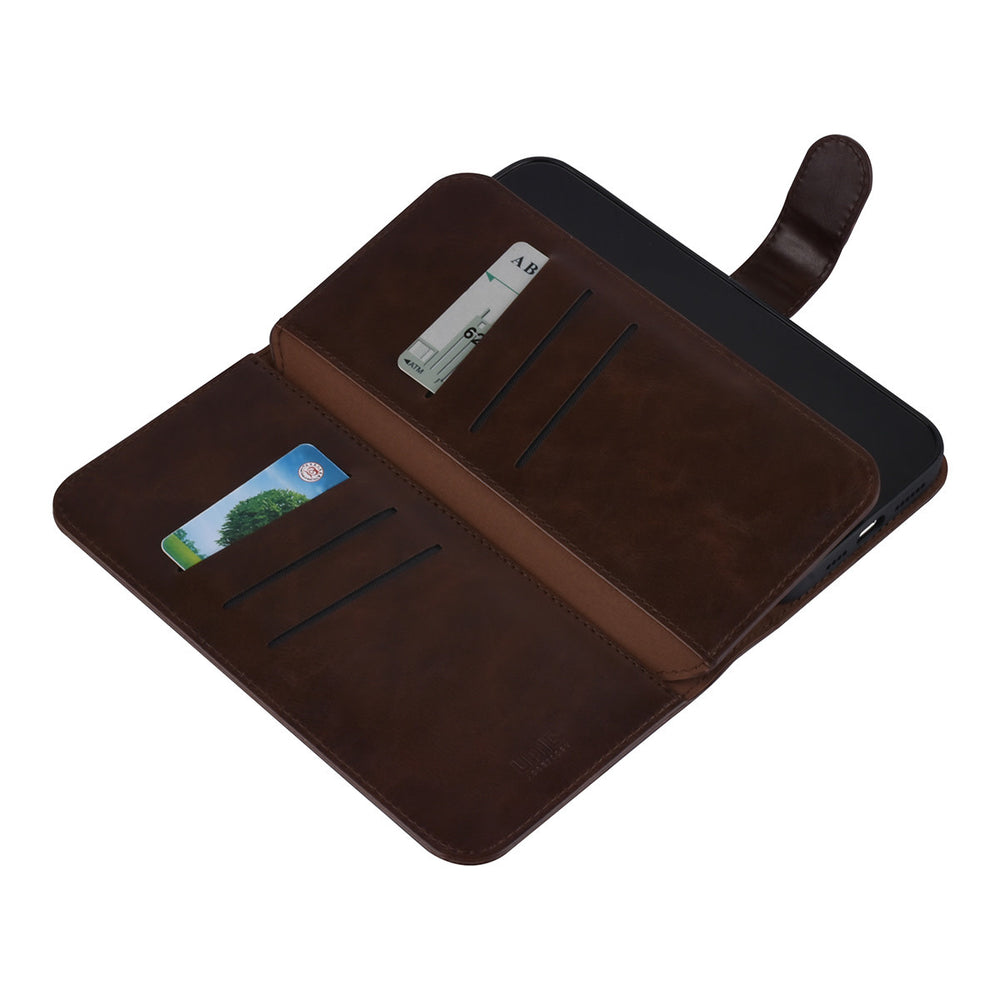 UNIQ Accessory Donker Bruin hoesje voor iPhone 13 Pro Max - Book Case - Pasjeshouder voor 9 pasjes - Magneetsluiting-Hoesjes-Ilumina Benelux