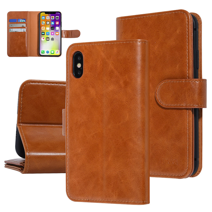 UNIQ Accessory DonkerBruin hoesje iPhone X-Xs - Book Case - Zachte huid-Hoesjes-Ilumina Benelux