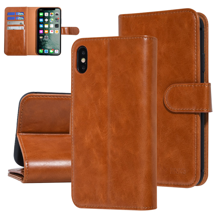 UNIQ Accessory DonkerBruin hoesje iPhone Xs Max - Book Case - Zachte huid-Hoesjes-Ilumina Benelux