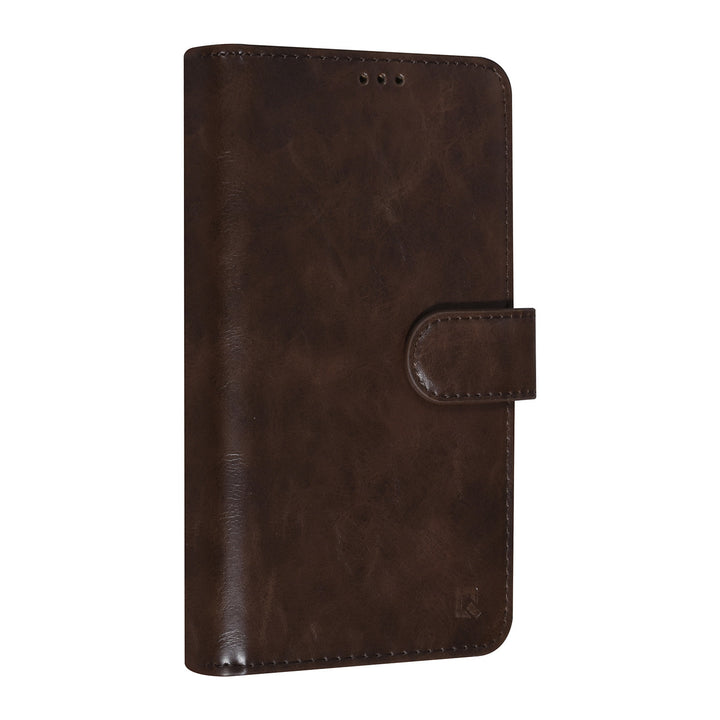 UNIQ Accessory DonkerBruin iPhone 14 Pro Booktype Pasjeshouder voor 9 pasjes - Magneetsluiting-Hoesjes-Ilumina Benelux