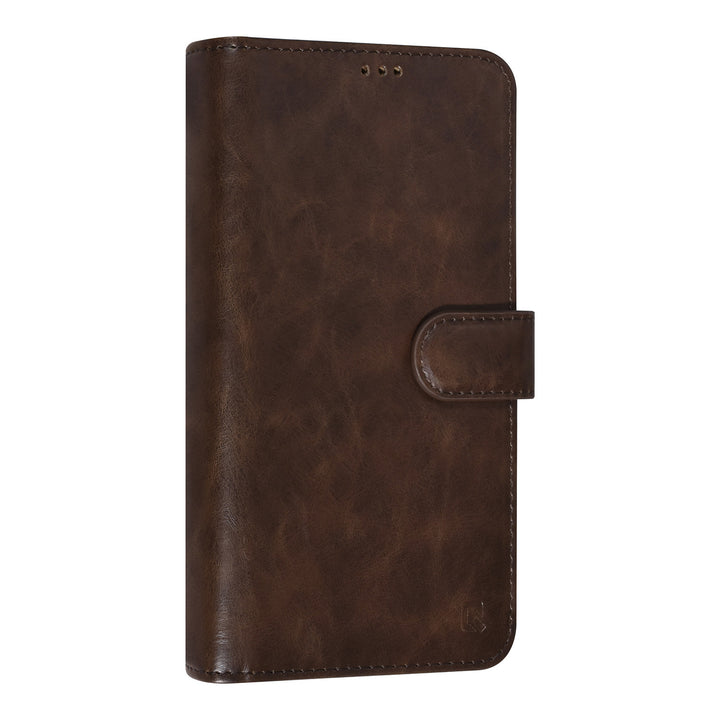 UNIQ Accessory DonkerBruin iPhone 14 Pro Max Booktype Pasjeshouder voor 9 pasjes - Magneetsluiting-Hoesjes-Ilumina Benelux