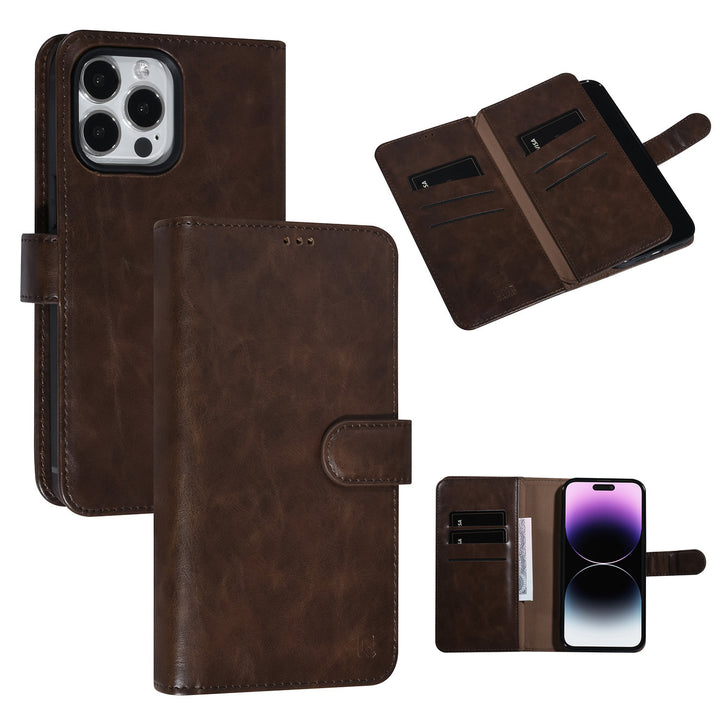 UNIQ Accessory DonkerBruin iPhone 14 Pro Max Booktype Pasjeshouder voor 9 pasjes - Magneetsluiting-Hoesjes-Ilumina Benelux