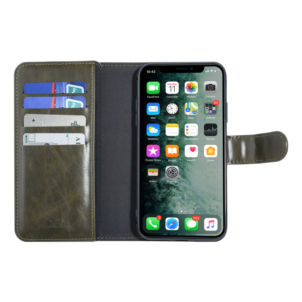 UNIQ Accessory DonkerGroen hoesje iPhone Xs Max - Book Case - Zacht-Hoesjes-Ilumina Benelux