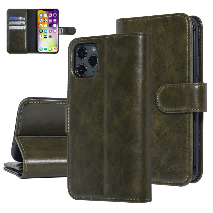 UNIQ Accessory DonkerGroen hoesje voor iPhone 11 Pro - Book Case - Pasjeshouder voor 9 pasjes - Magneetsluiting-Hoesjes-Ilumina Benelux