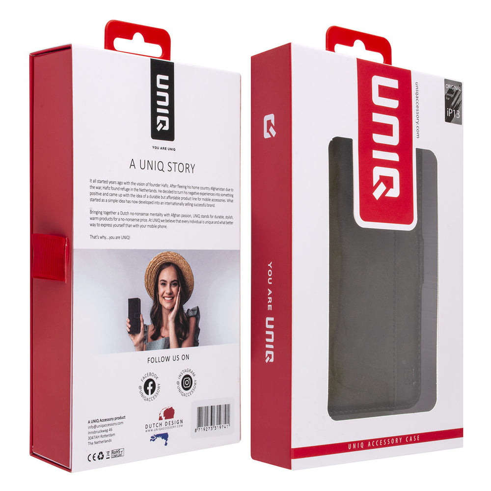UNIQ Accessory DonkerGroen hoesje voor iPhone 13 & 14 - Book Case - Pasjeshouder voor 3 pasjes - Magneetsluiting-Hoesjes-Ilumina Benelux