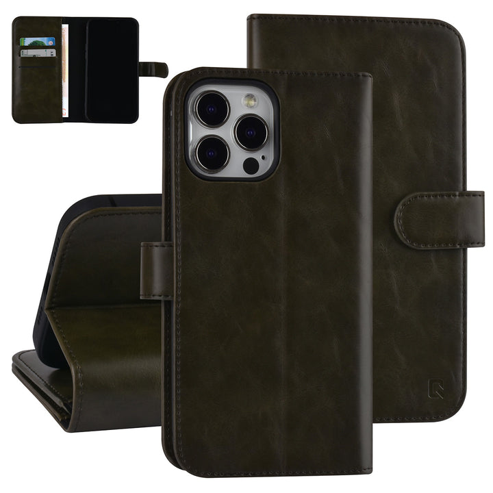UNIQ Accessory DonkerGroen hoesje voor iPhone 13 Pro Max - Book Case - Pasjeshouder voor 9 pasjes - Magneetsluiting-Hoesjes-Ilumina Benelux