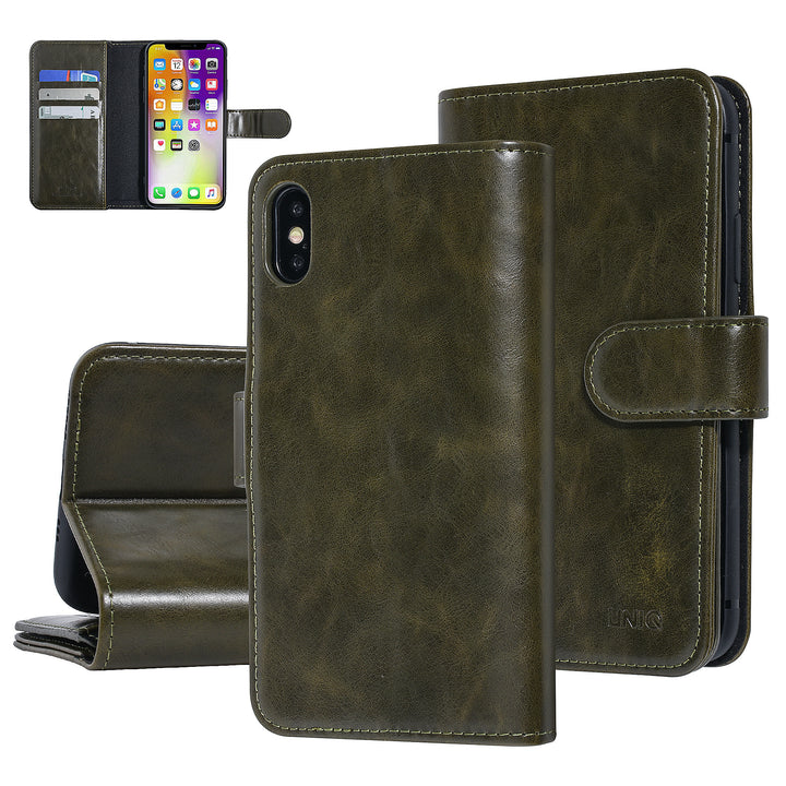 UNIQ Accessory Donkergroen hoesje iPhone X-Xs - Book Case - Zachte huid-Hoesjes-Ilumina Benelux