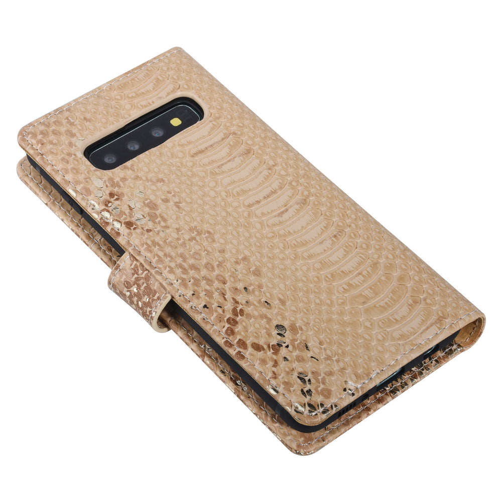 UNIQ Accessory Goud Slangenleer hoesje voor Galaxy S10 Plus - Book Case-Hoesjes-Ilumina Benelux