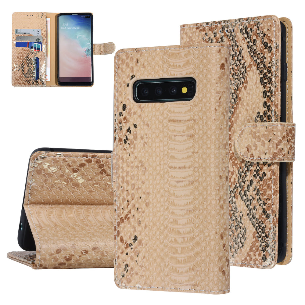 UNIQ Accessory Goud Slangenleer hoesje voor Galaxy S10 Plus - Book Case-Hoesjes-Ilumina Benelux