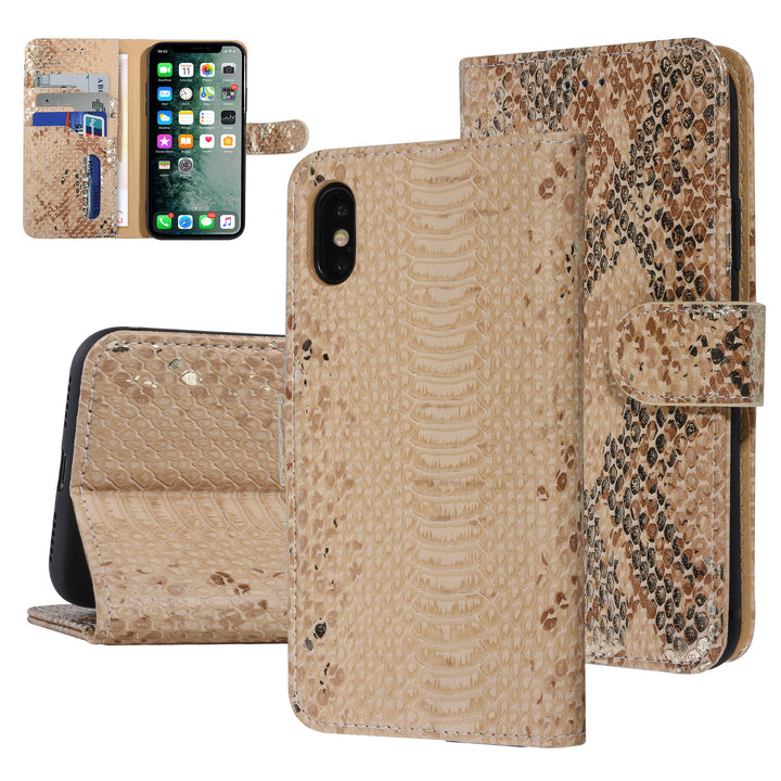 UNIQ Accessory Goud Slangenleer hoesje voor iPhone X-Xs - Book Case-Hoesjes-Ilumina Benelux