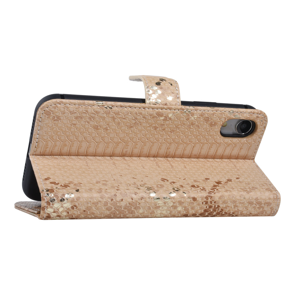 UNIQ Accessory Goud Slangenleer hoesje voor iPhone XR - Book Case-Hoesjes-Ilumina Benelux