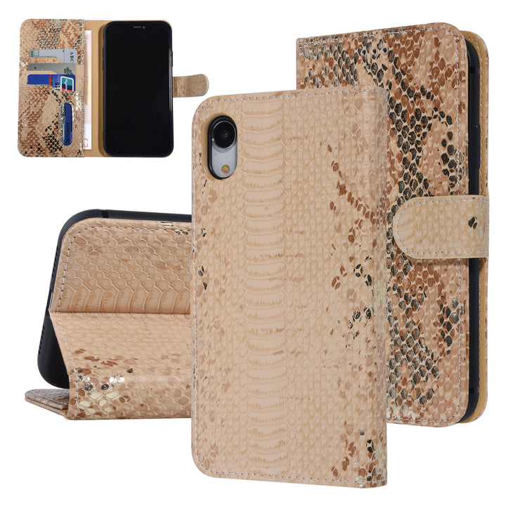 UNIQ Accessory Goud Slangenleer hoesje voor iPhone XR - Book Case-Hoesjes-Ilumina Benelux