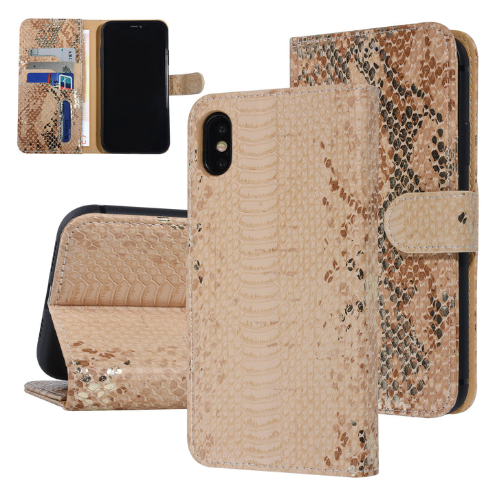 UNIQ Accessory Goud Slangenleer hoesje voor iPhone Xs Max - Book Case-Hoesjes-Ilumina Benelux