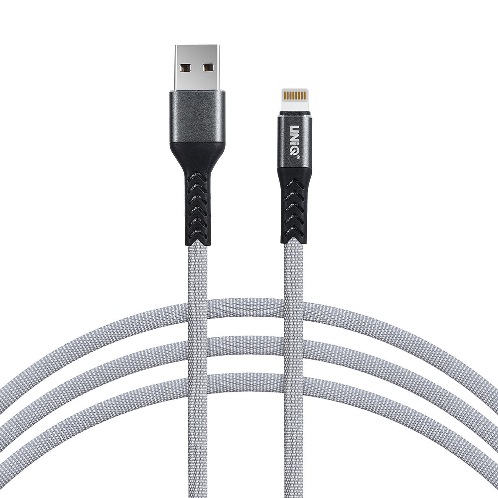 UNIQ Accessory Lightning USB Kabel 200cm snellader dataoverdracht - Grijs-USB-Kabels-Ilumina Benelux