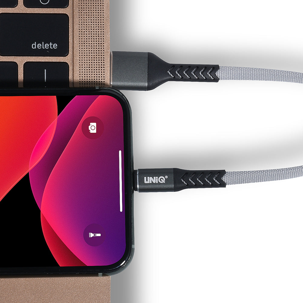 UNIQ Accessory Lightning USB Kabel 200cm snellader dataoverdracht - Grijs-USB-Kabels-Ilumina Benelux