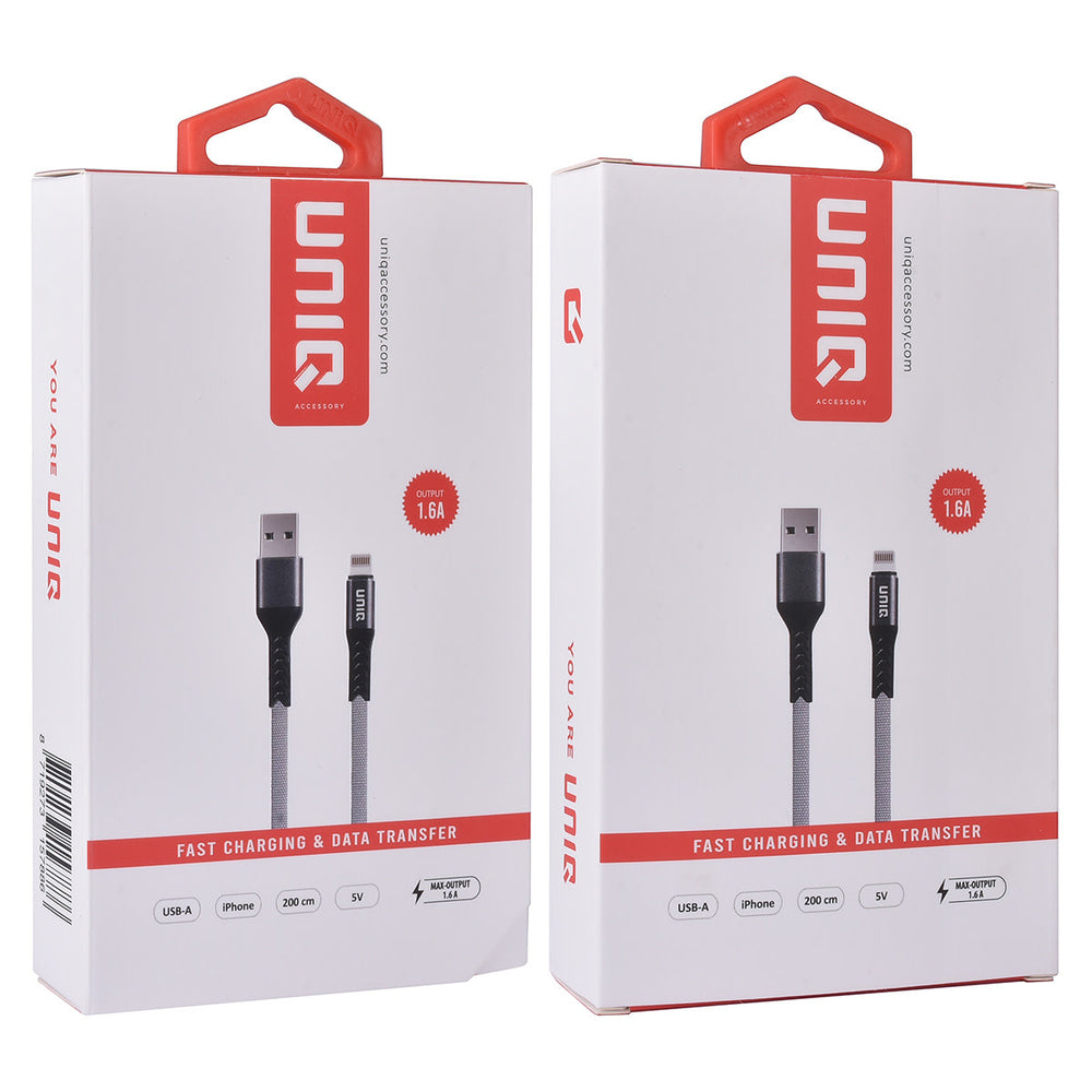 UNIQ Accessory Lightning USB Kabel 200cm snellader dataoverdracht - Grijs-USB-Kabels-Ilumina Benelux
