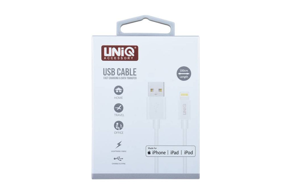 UNIQ Accessory MFI Lightning USB Kabel 2.4A (1m) - Wit-USB-Kabels-Ilumina Benelux