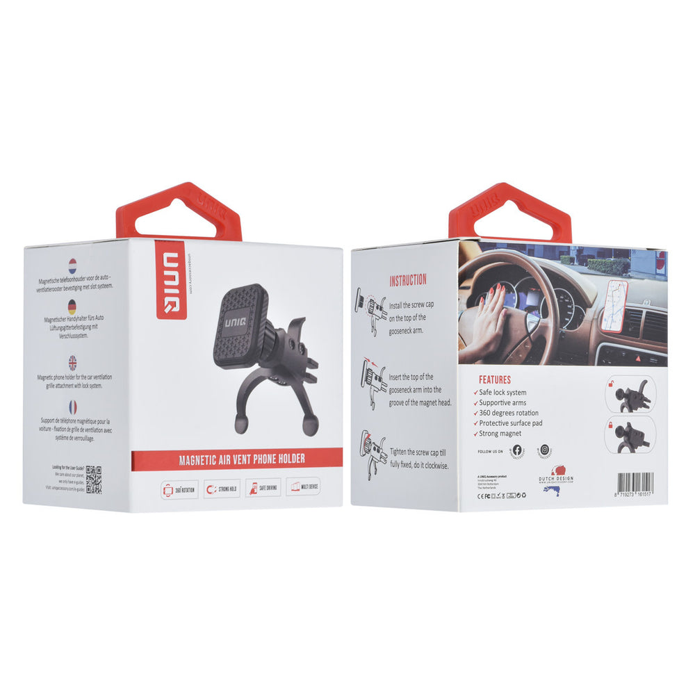 UNIQ Accessory Magnetische ventilatierooster Telefoonhouder - Zwart-Telefoonhouders-Ilumina Benelux