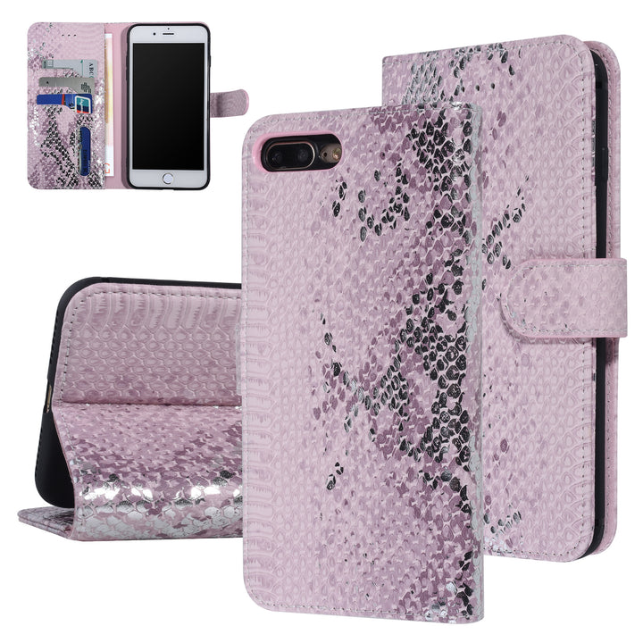 UNIQ Accessory Roze Slangenleer hoesje voor iPhone 7-8 Plus - Book Case-Hoesjes-Ilumina Benelux