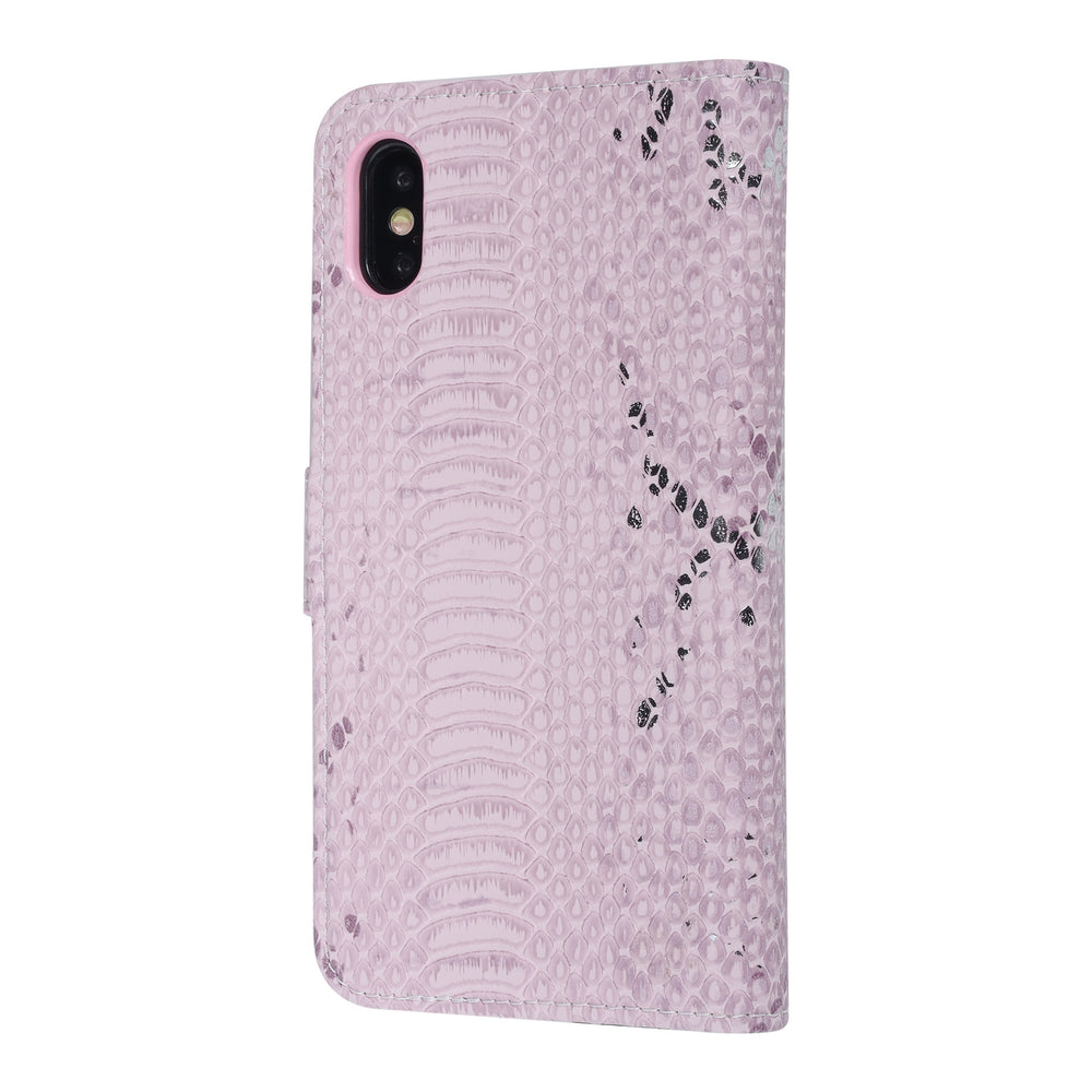 UNIQ Accessory Roze Slangenleer hoesje voor iPhone X-Xs - Book Case-Hoesjes-Ilumina Benelux