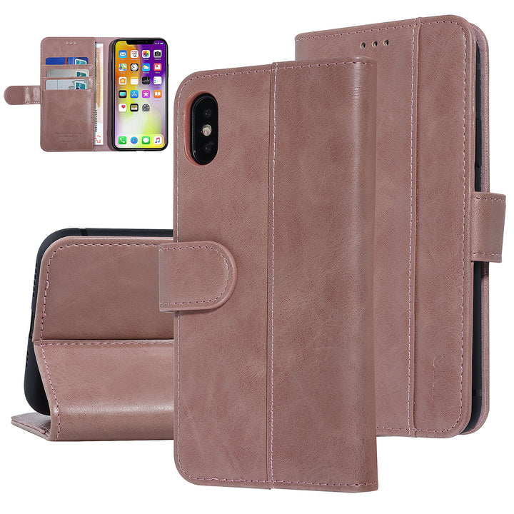 UNIQ Accessory Roze hoesje iPhone X-Xs - Book Case - Zachte huid-Hoesjes-Ilumina Benelux