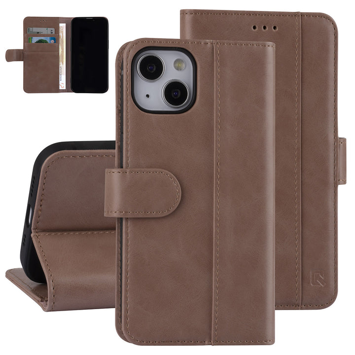 UNIQ Accessory Roze hoesje voor iPhone 13 & 14 - Book Case - Pasjeshouder voor 3 pasjes - Magneetsluiting-Hoesjes-Ilumina Benelux
